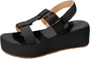Womens Platform Sandals with Soft Cushioned Footbed Open Toe Sandal Slip on Sandals Ankle Strap Flatform Wedge Comfortable Lightweight Wedges for Summer Shoes 2025