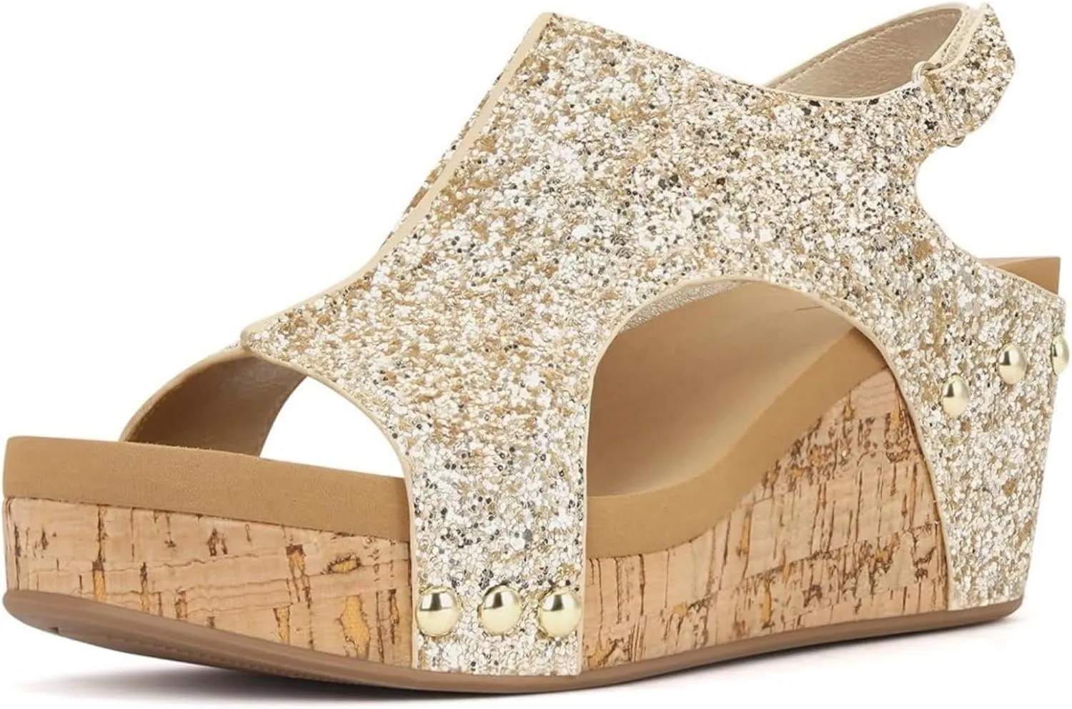 Women's Sandals Comfortable Walking Bohemia Platform Wedge Sandals: Flatform Open Toe Sparkly Glitter Summer Dress Shoes