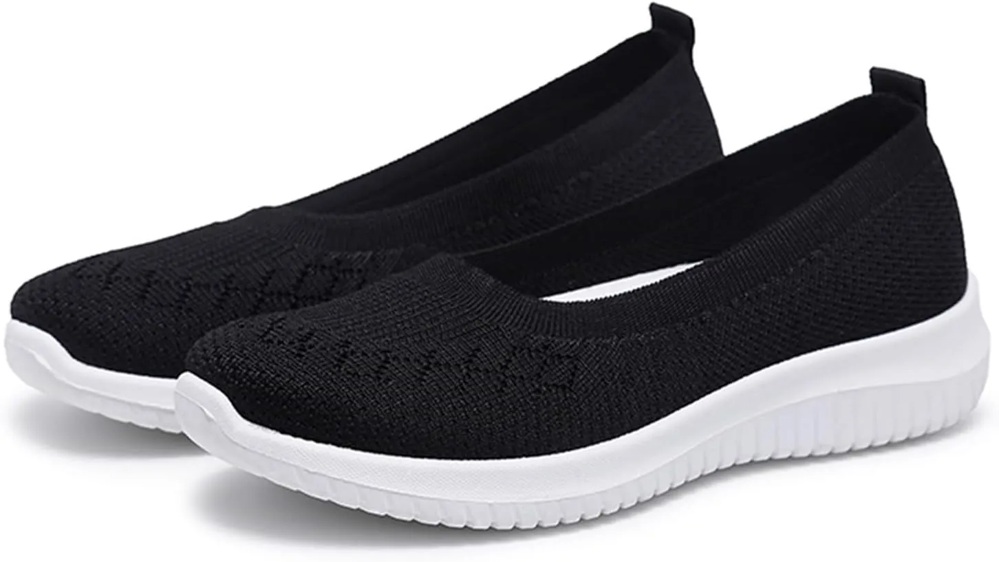 Womens Woven Orthopedic Breathable Soft Shoes Go Walking Womens Breathable Walking Shoes Slip On Mesh Knitted Flats Gym Sneakers Lightweight Casual Easy Shoe Arch Support Orthopedic Flat Footwear