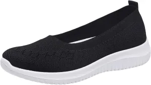 Womens Woven Orthopedic Breathable Soft Shoes Go Walking Womens Breathable Walking Shoes Slip On Mesh Knitted Flats Gym Sneakers Lightweight Casual Easy Shoe Arch Support Orthopedic Flat Footwear